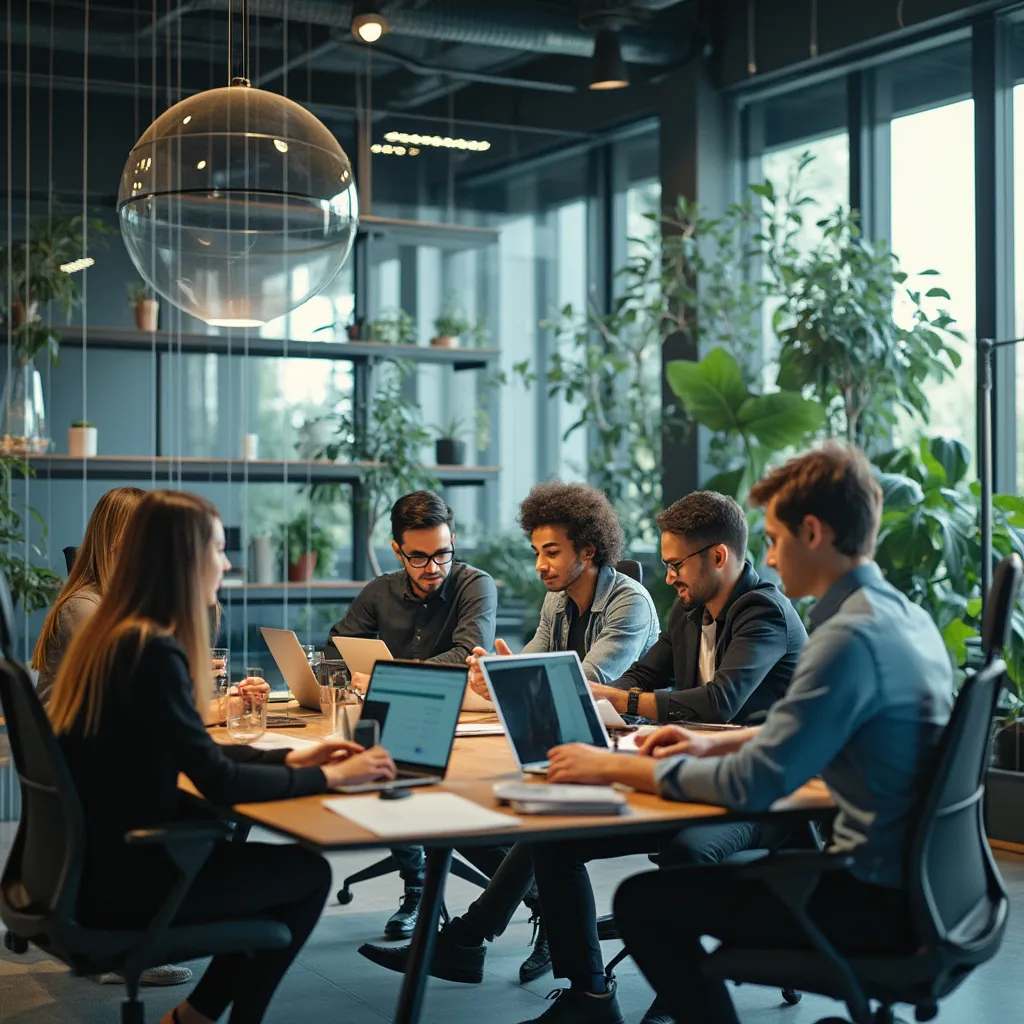 Equipo colaborando en estrategias financieras