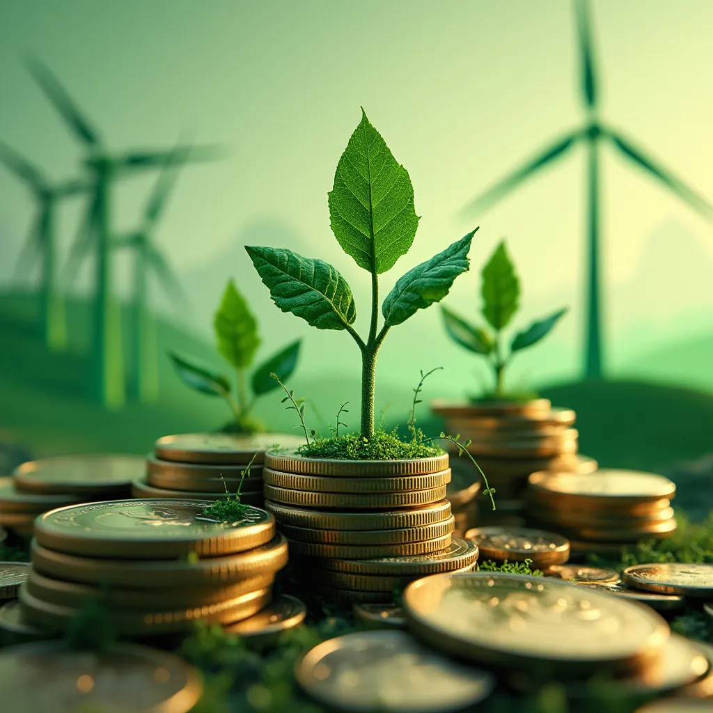 Concepto de finanzas sostenibles y crecimiento verde